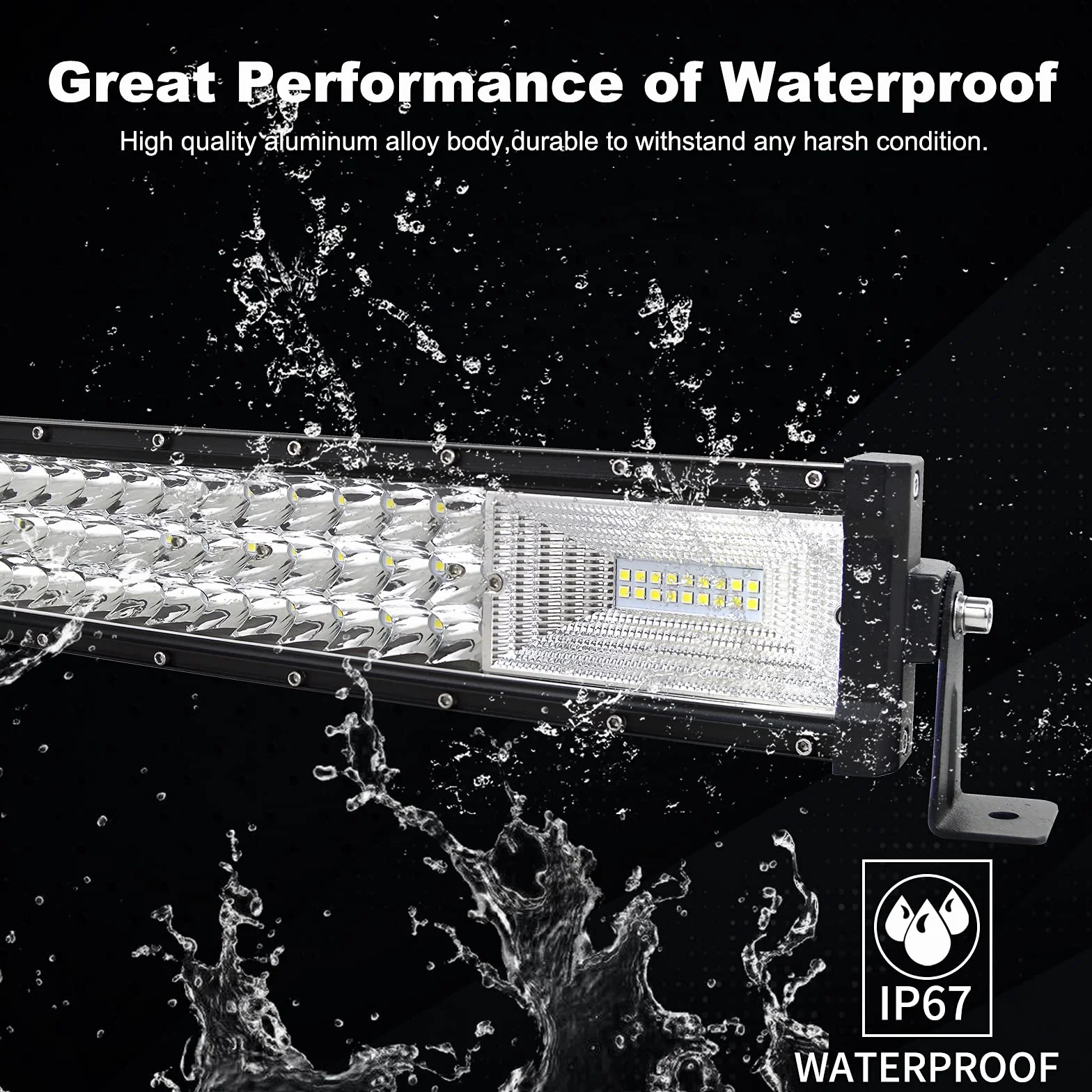 SKYWORLD Curvo Barra LED 52 Pulgadas 675W Barras de Luz de Trabajo triple riga 12V 24V, 2 x 4" 36W Focos LED Tractor faros Trabajo con kit de arnés de cableado Coche camion 4x4 SUV ATV UTV vehículos