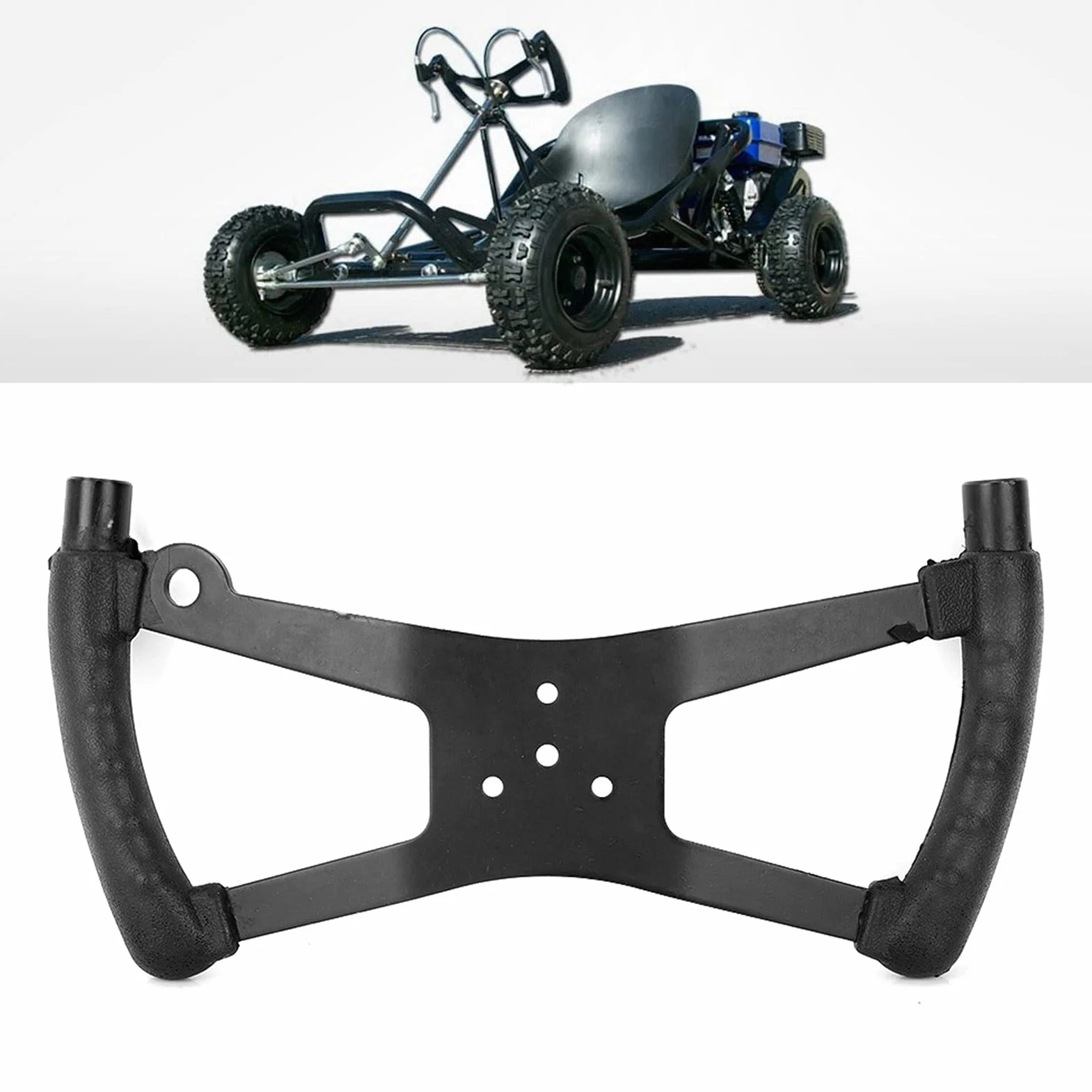 Akozon Volante estilo H para Racing Kart Go Cart Accesorio de modificación de coche Negro