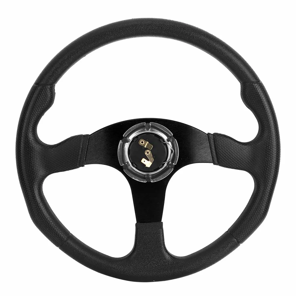 Coche de Carreras de 350 Mm y 14 Pulgadas, Plato Profundo de la Rueda, Volante Deportivo de 6 Pernos, Dirección Deportiva, Accesorio Modificado Universal Plano de 350 Mm, Negro (Negro)
