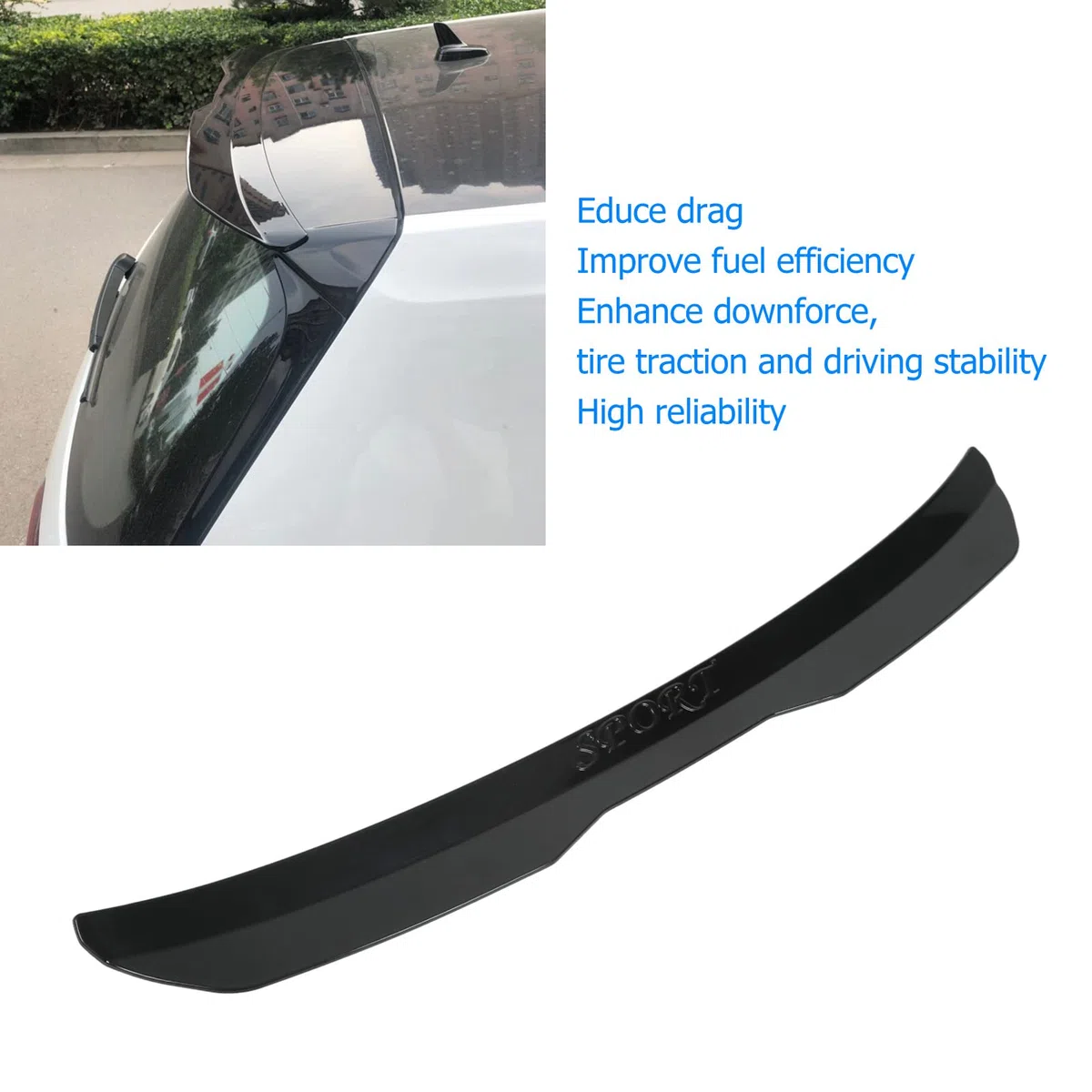 Fidún Alerón De Techo Trasero Universal Accesorios De Modificación De Automóviles para Clase A(Negro Brillante)