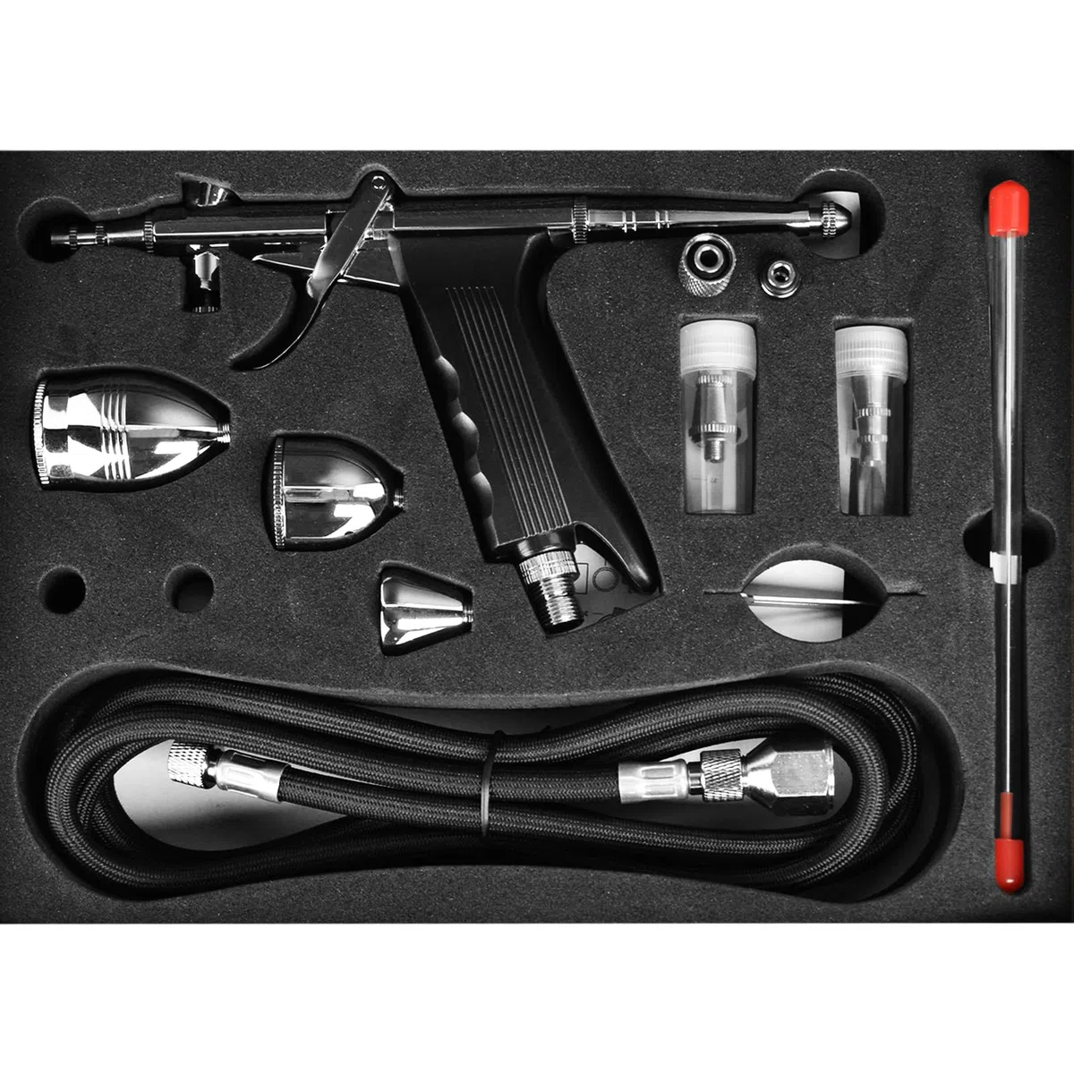 Juego de pistola aerógrafo, kit de pistola aerógrafo portátil de doble acción con boquillas de 0,2/0,3 mm/0,5 mm y taza de 3 cc/7 cc/11 cc, kit de pistola aerógrafo profesional
