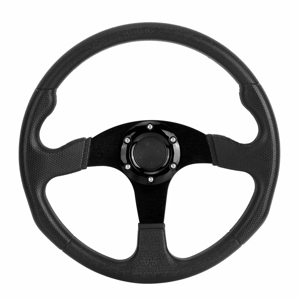 Coche de Carreras de 350 Mm y 14 Pulgadas, Plato Profundo de la Rueda, Volante Deportivo de 6 Pernos, Dirección Deportiva, Accesorio Modificado Universal Plano de 350 Mm, Negro (Negro)