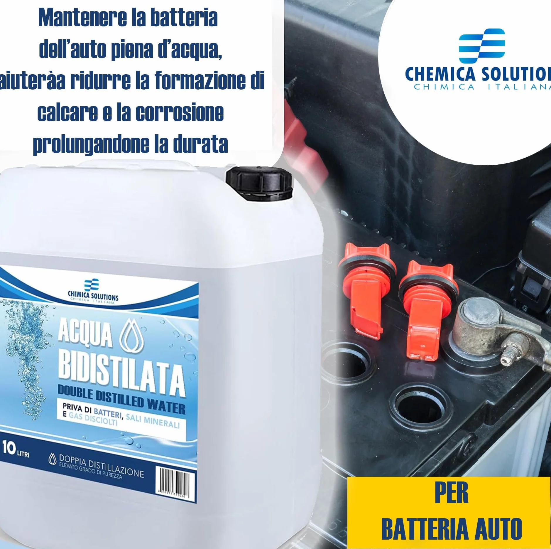 Agua bidestilada pura para uso industrial y clínico, bidón de 10 litros, destilada dos veces, desmineralizada, fabricada en Italia