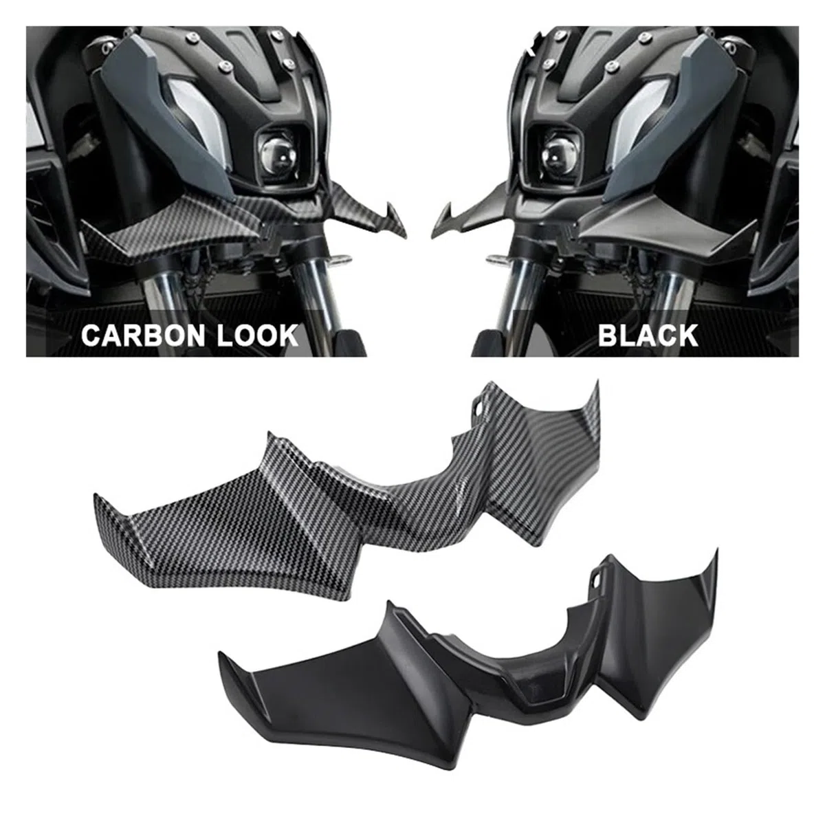 Winglets Alerones Delanteros Aerodinámicos para Motocicleta para MT-07 SP para MT 07 2021 2022 2023 2024 Sport Downforce Naked Spoiler(Negro)