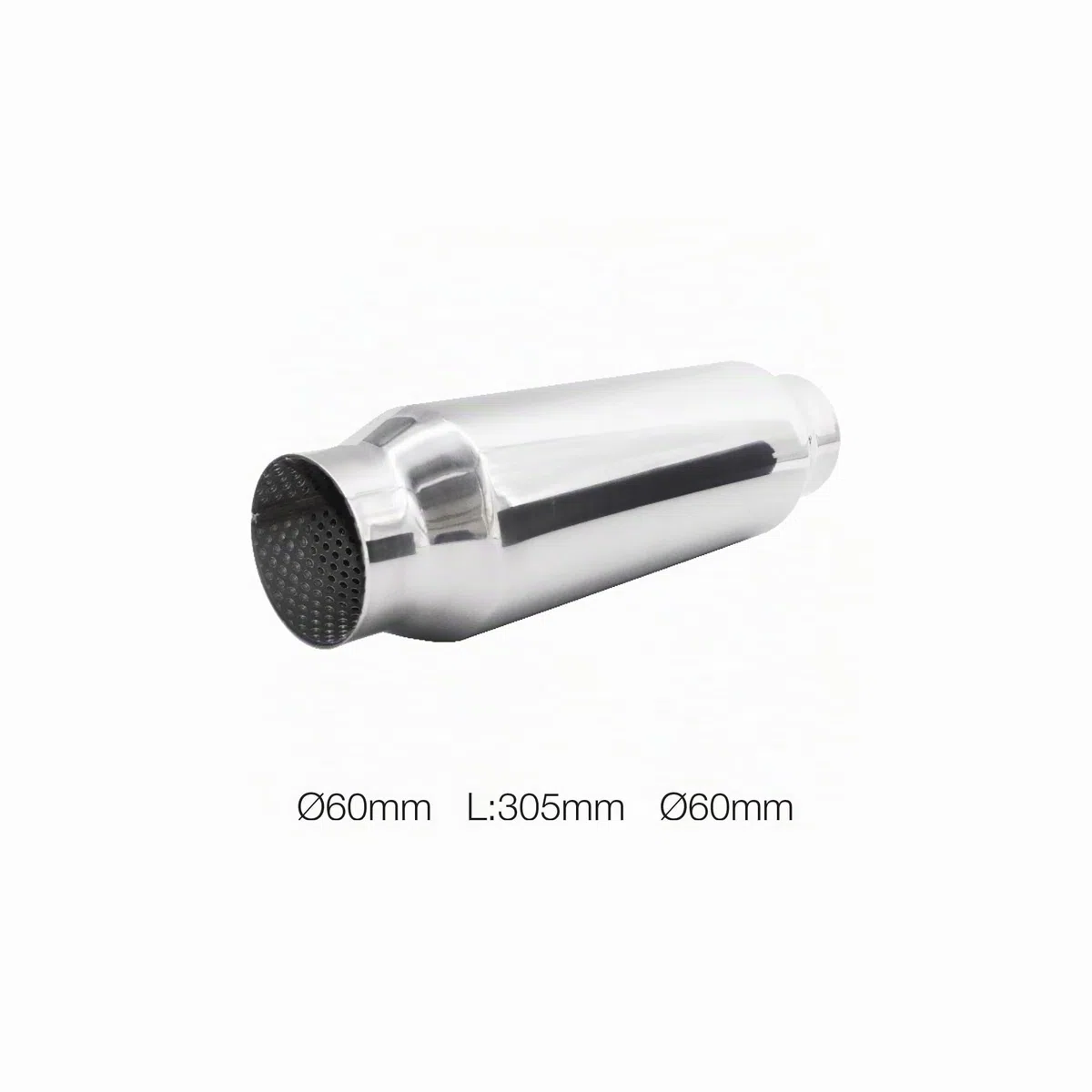 Simoni Racing ESR8 - Silenciador deportivo universal, salida redonda recta, silenciador recto para coche, acero inoxidable, longitud 305 mm