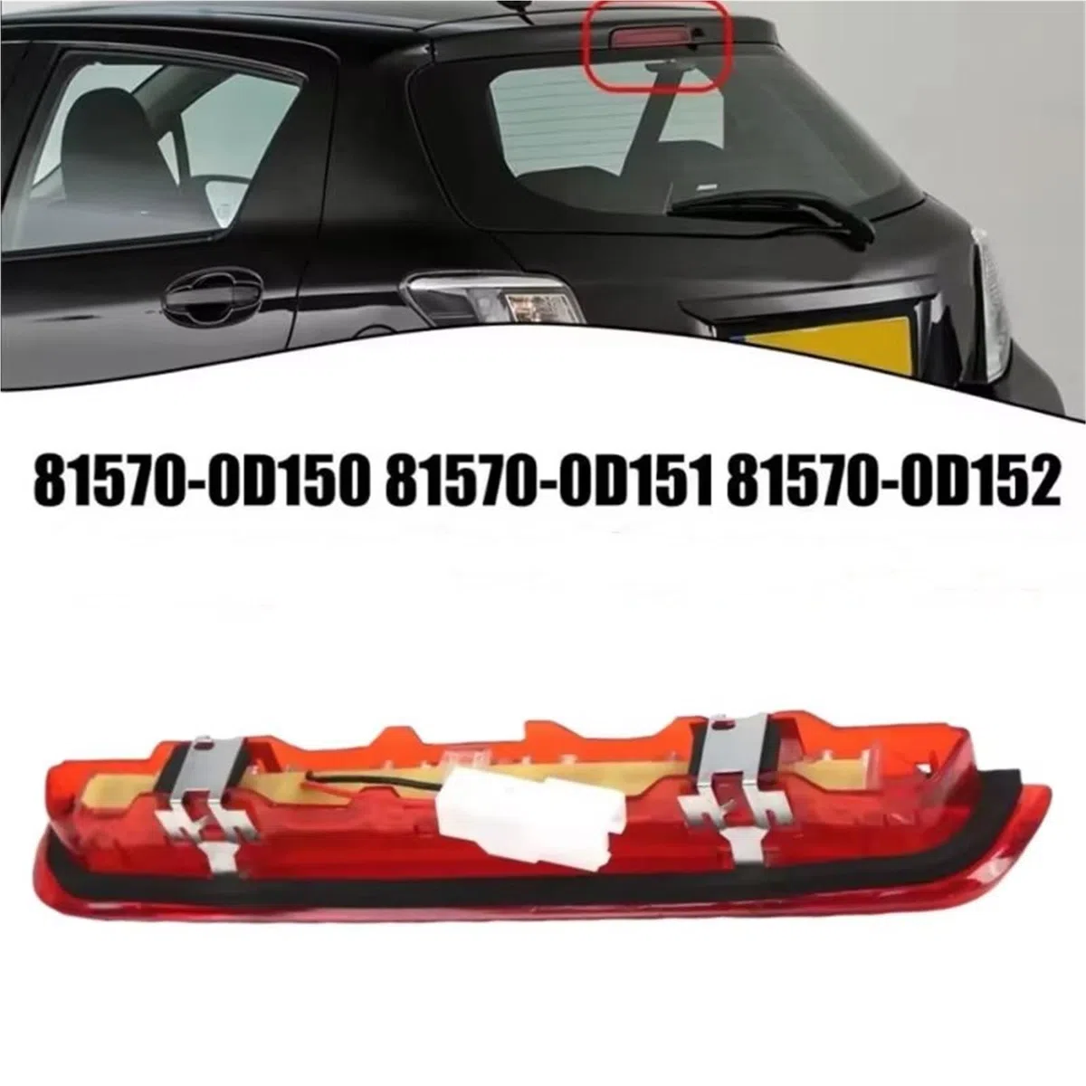 Tercera Luz De Freno Compatible Con Toyota Para Yaris 2012 2013 2014 2015 2016 2017 2018 2019 2020 Tercera Lámpara Freno Señal Montaje Para Alto Nivel