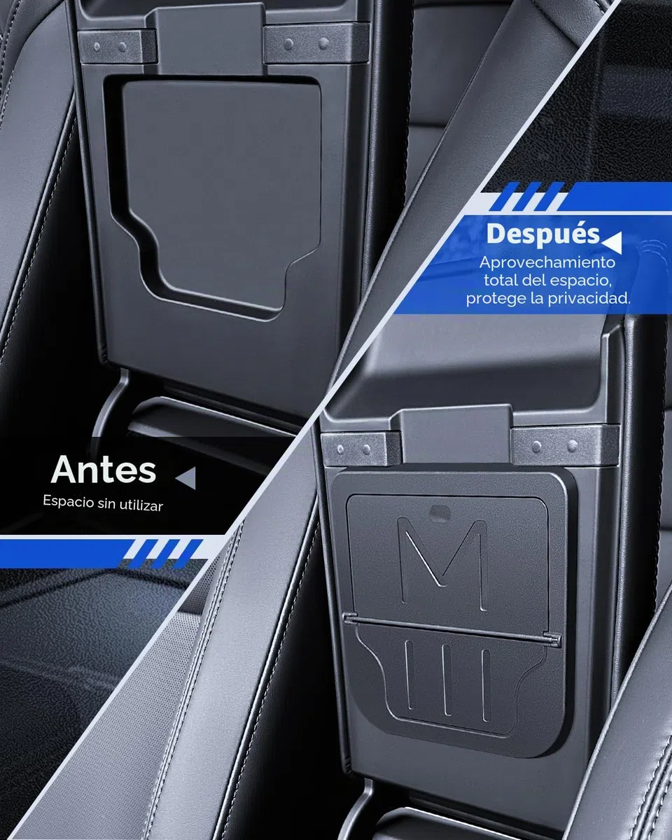 4 accesorios para Tesla Model 3 2024-2026 organizador de consola central, bandeja organizadora de silicona, caja de almacenamiento para reposabrazos y caja oculta (flocado)