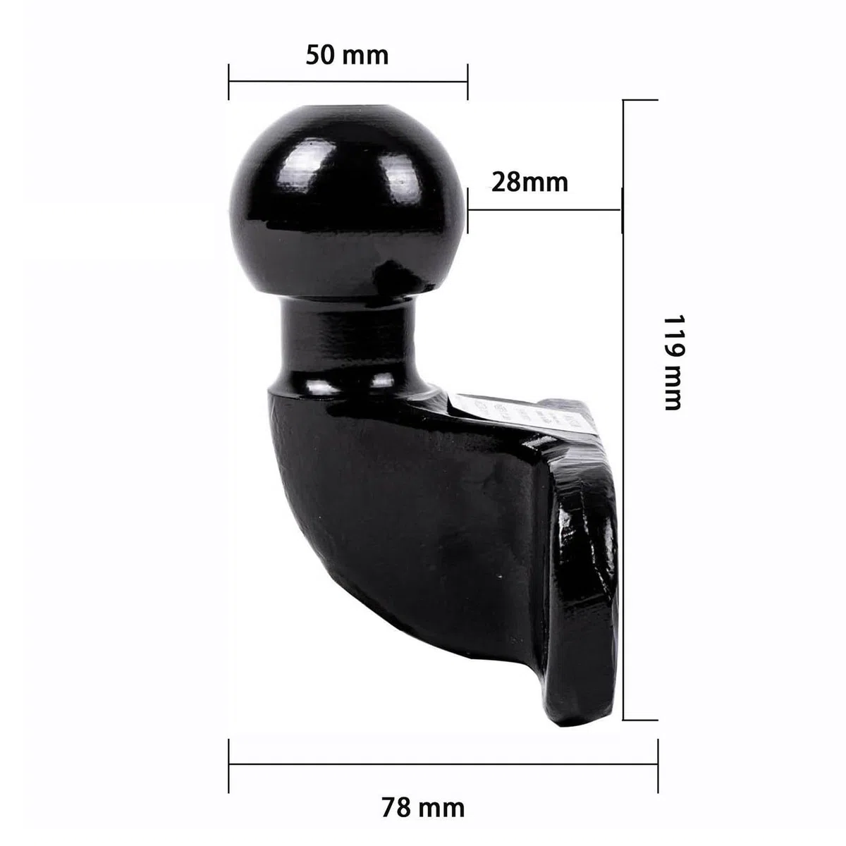 HEYOUTH Bola Remolque Ø50mm,Enganche Remolque,3500 kg,Bola de Enganche para Remolque,para Coches, Camiones y Tractores (Negro)