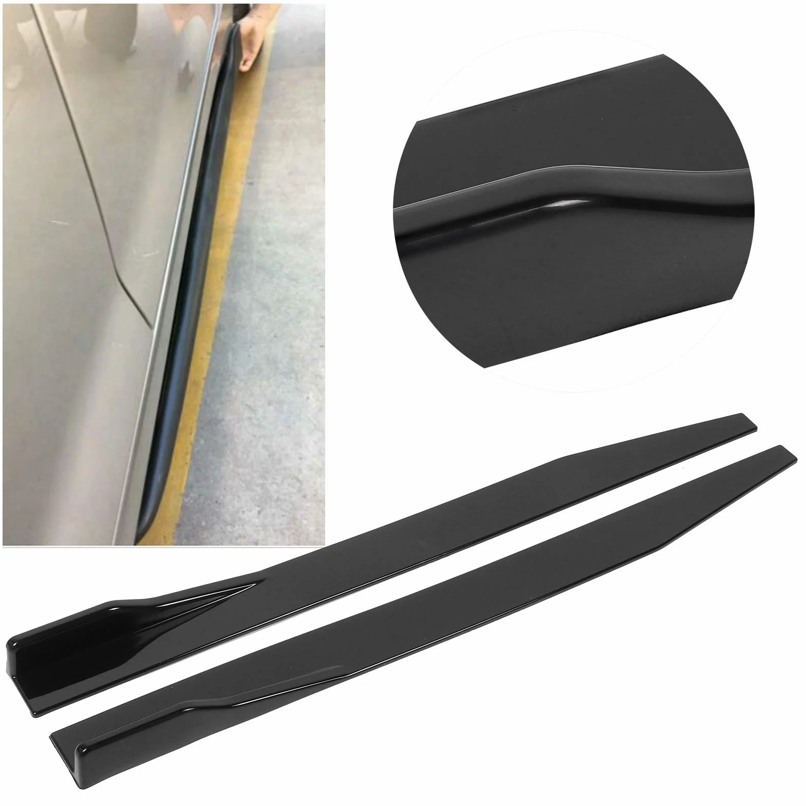 Ejoyous Alerón de alas para coche, 2 unidades de faldones laterales para coche, 120 cm, universal, para coche, color negro brillante, Ejoyous785amse14r