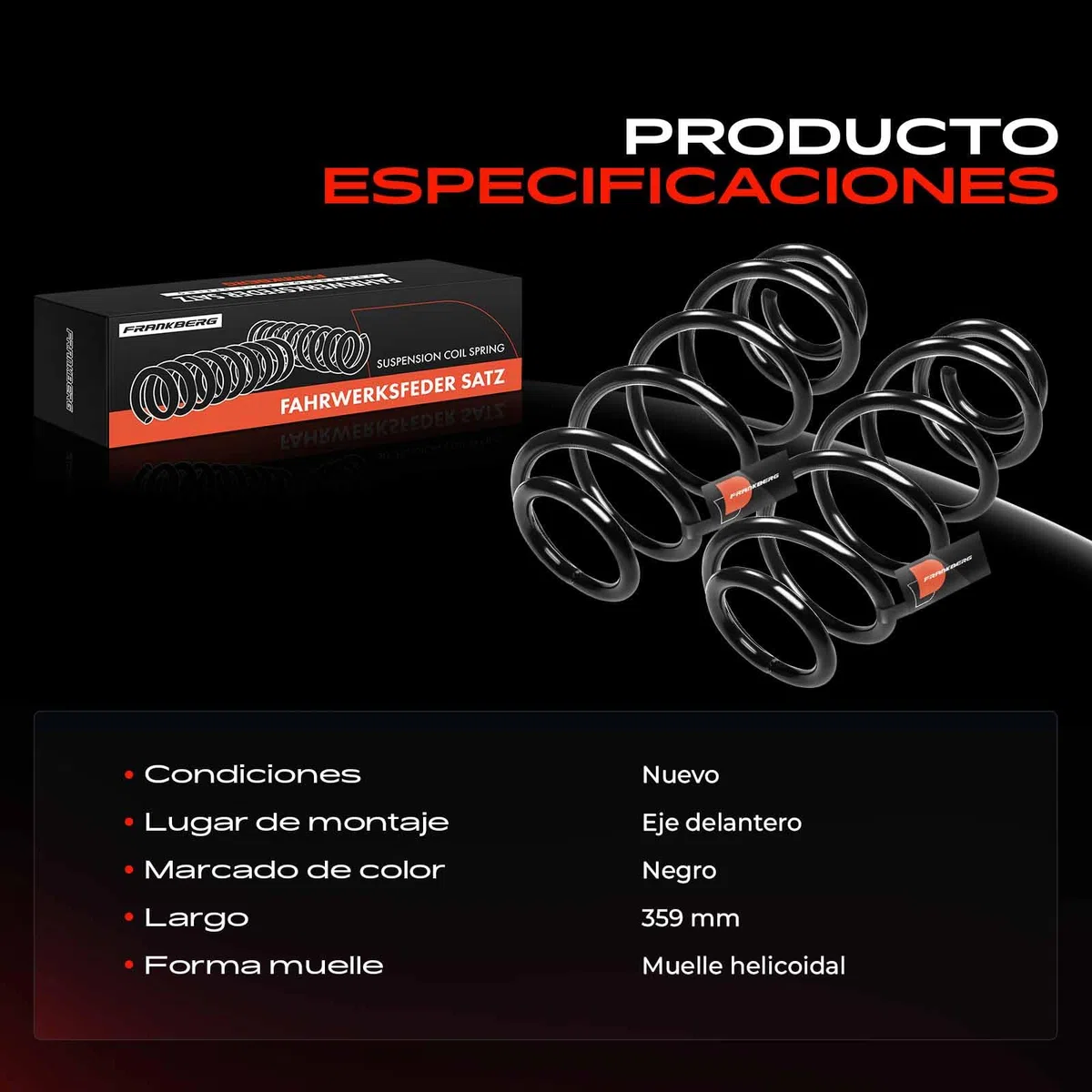 Frankberg 2x Muelles de chasis Muelles de suspensión Compatible con A4 8D2 P.a.s.s.a.t Variantee 3B5 A4 Avant 8D5 P.a.s.s.a.t Variantee 3B6 P.a.s.s.a.t 3B2 Replace# 8D0411105AQ