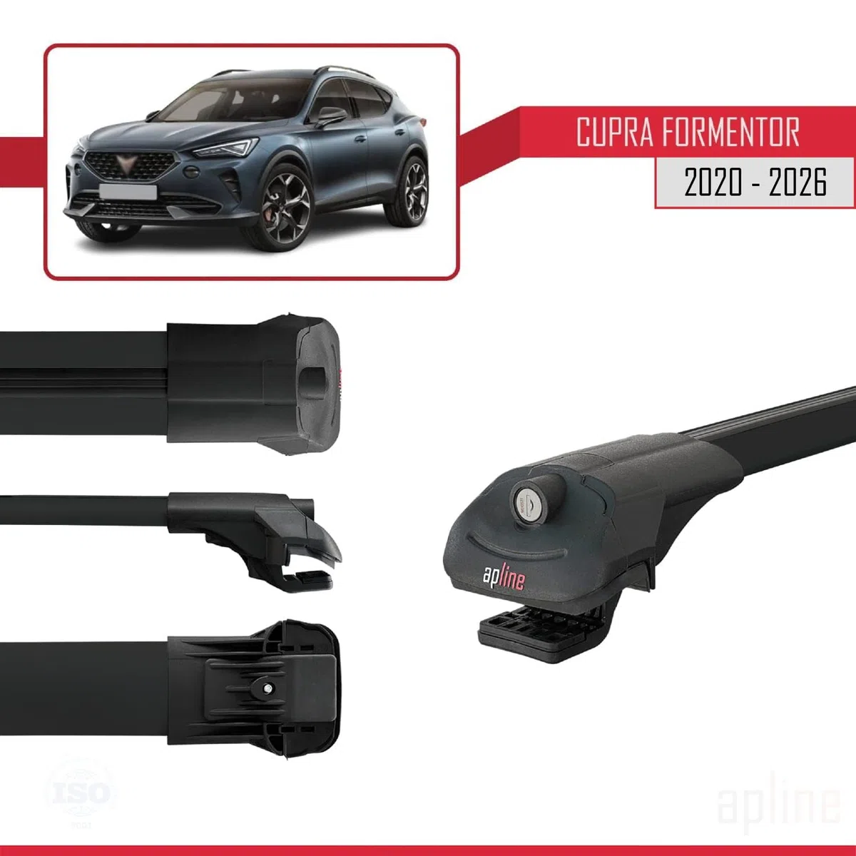 Compatible con Cupra Formentor 2020-2024 Barras de techo ACE-1 Portaequipajes Barras Transversales NEGRO