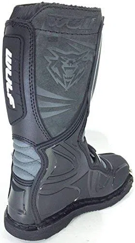 MOTORBIKE WULFSPORT WULF KIDS LA MX ENDURO BOOTS Motorcycle Motocross Cub LA Junior Quad ATV BMX MTB Off Road Sport Racing Armour Boots BLACK (UK 6 / EU 39)