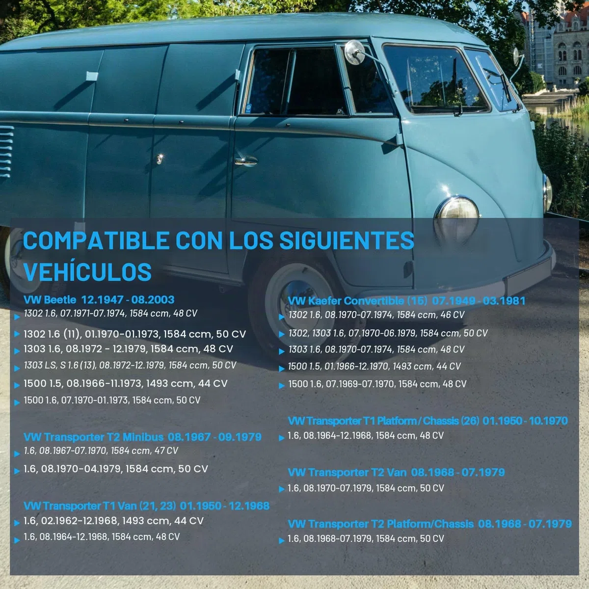 34 PICT-3 EMPI 12V Carburador con hardware compatible con VW Kaefer Cabrio Transporter T1 T2 1966 – 1979, repuesto para 113129031K 113129031N