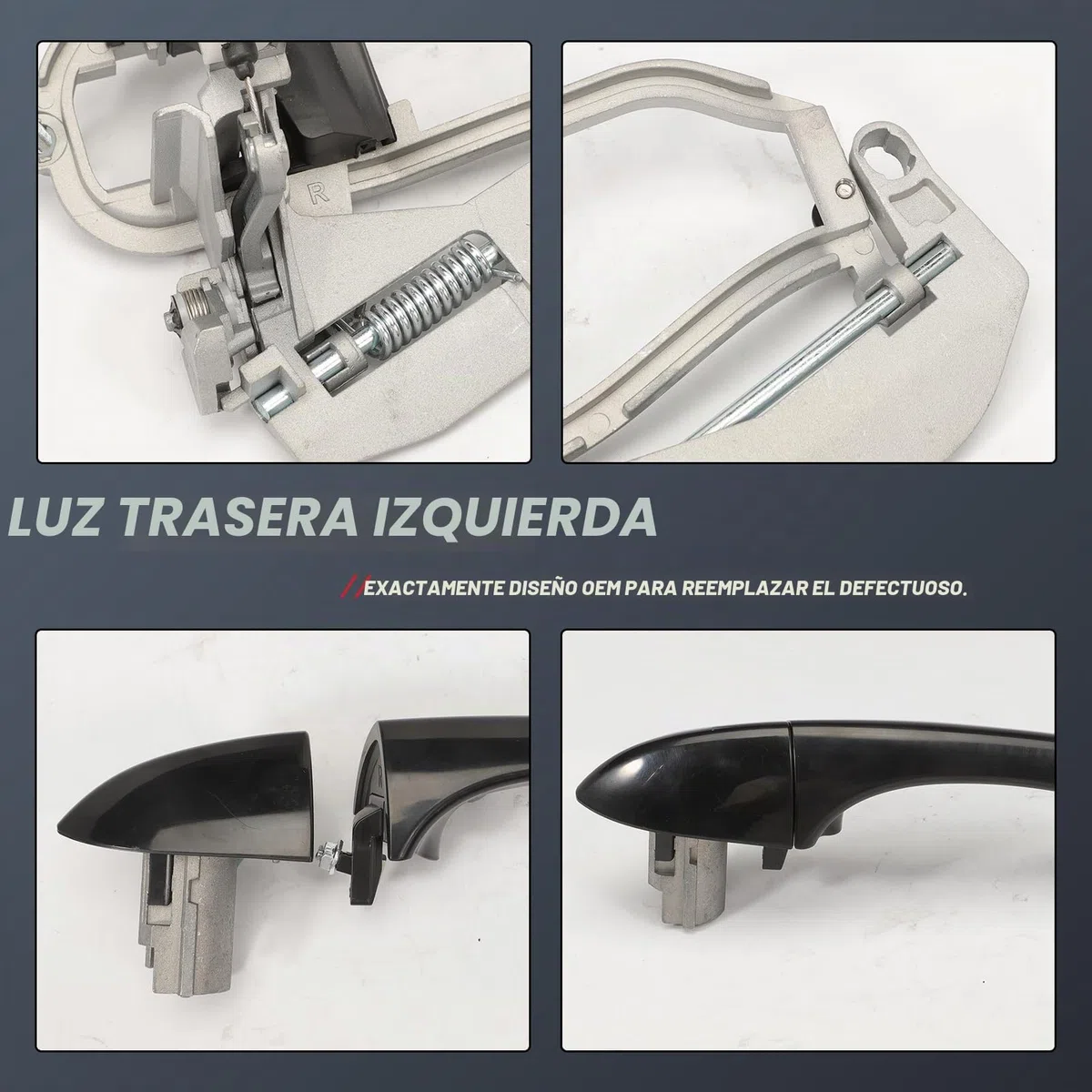 Mecanismo de tirador de puerta exterior compatible con X5 E53 (1999-2006) delantero derecho (lado del pasajero) negro 8 cm de ancho