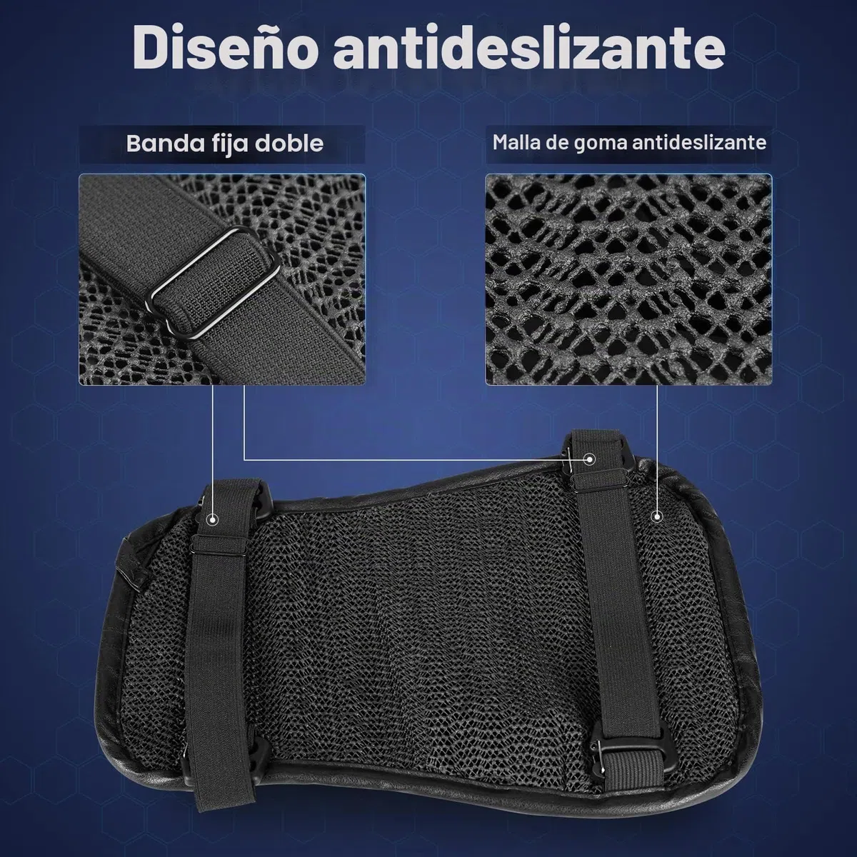 Cojín Plegable de Gel para Asiento Trasero de Pasajero de Motocicleta, Estructura de Panal 3D, absorción de Impactos y Almohadilla de Gel Transpirable para Viajes Largos, Talla S