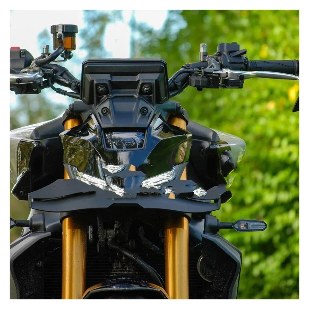 Alerón Motocicleta para MT-09/SP GP para MT09 Gen 4 2024 2025 Wing Downforce Naked Spoilers Frontales Spoiler Delantero Borde Inferior(Negro)
